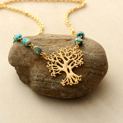 White Turquoise Lucky Tree Necklace
