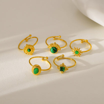 Natural Stone Turquoise Ring – Adjustable