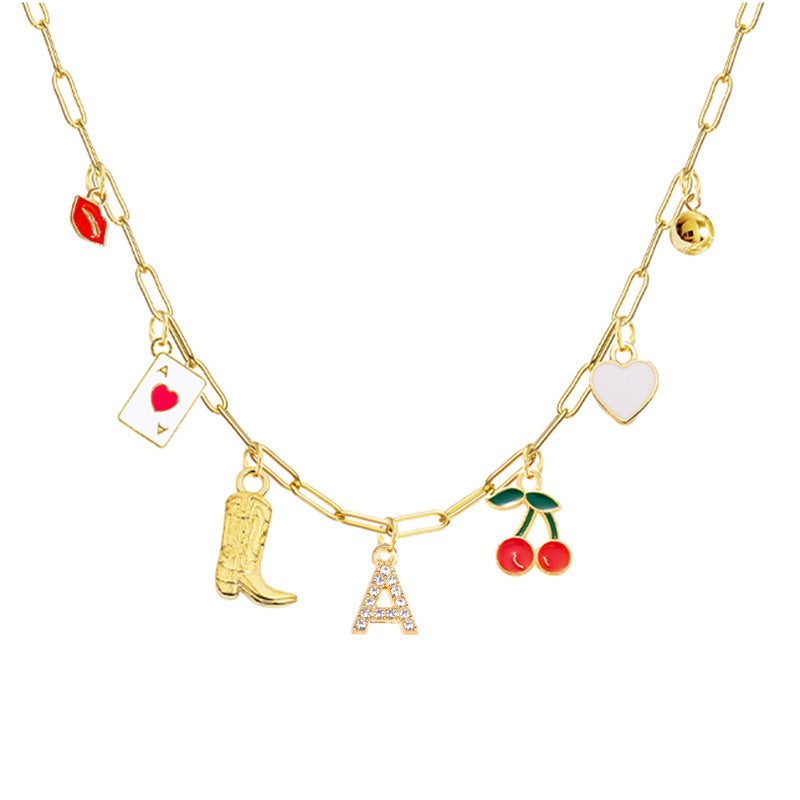 A-Z 26-Letter Diamond Initial Necklace, Multi Pendant