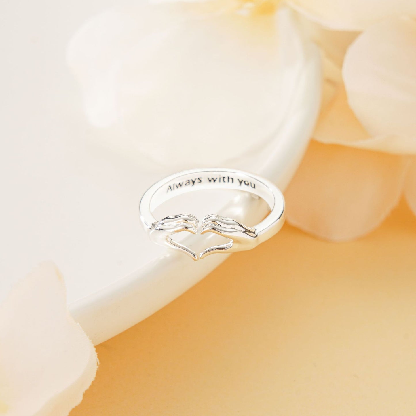 Romantic Hands Heart Couple Ring – Adjustable