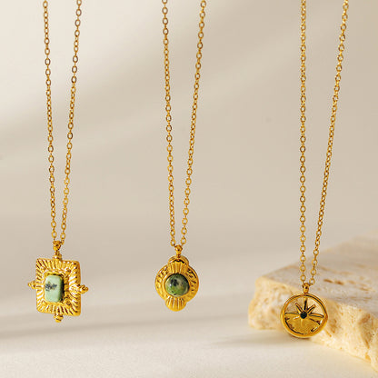 Vintage Turquoise Natural Stone Pendant Necklace