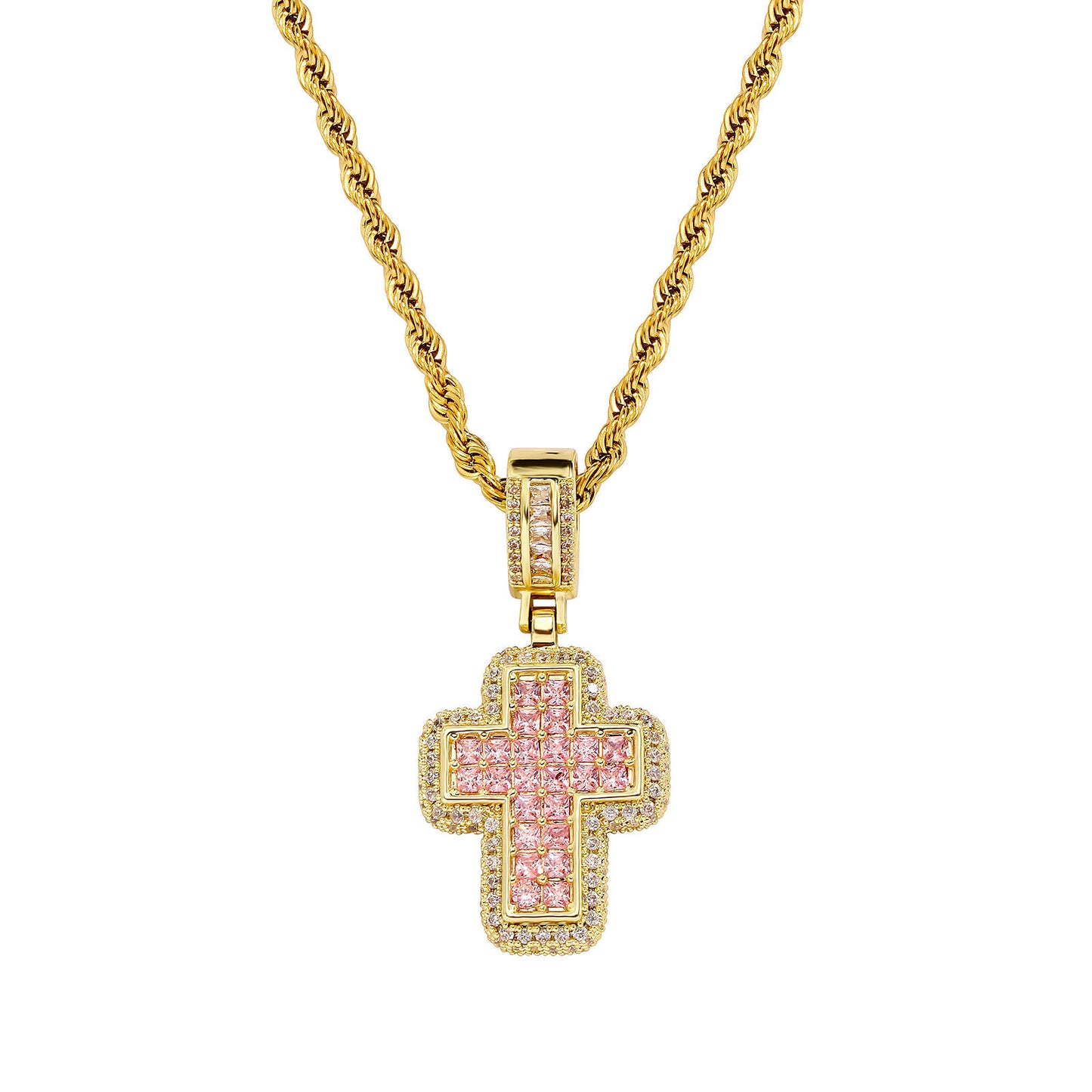 T-Square Cross Necklace with Zircon Crystal