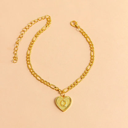Gold Initial Letter Anklet for Women