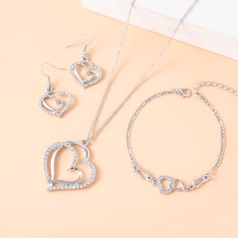 Romantic Crystal Heart Jewelry Set for Women