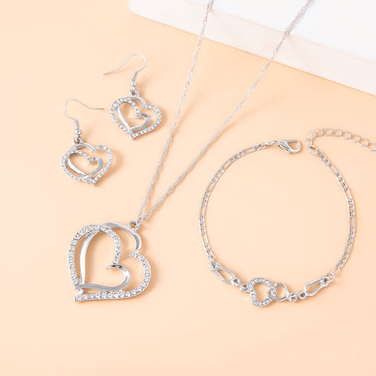 Romantic Crystal Heart Jewelry Set for Women