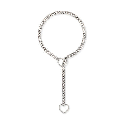 Stainless Steel Lariat Heart Necklace