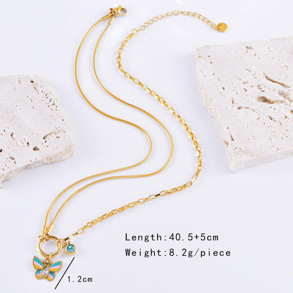 Vacation Style Colorful Butterfly Necklace & Bracelet Set