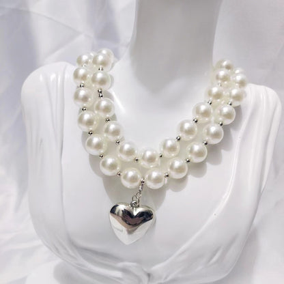 Peach Heart Pearl Necklace