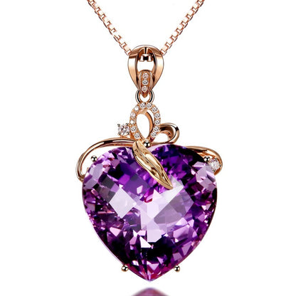 Rose Gold Amethyst Pendant Necklace