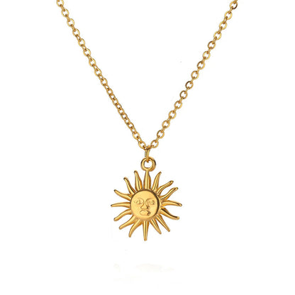 Gold Titanium Steel SUNFLOWER Necklace