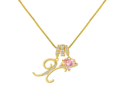 A-Z Alphabet Elegant Blue Heart Necklace with Zircons