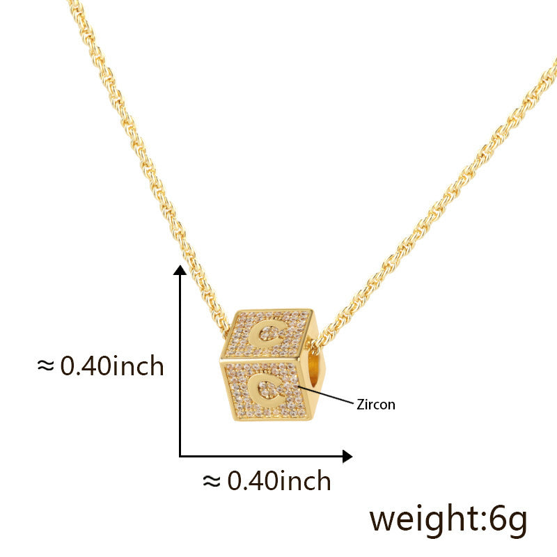 Cube 26 A-Z English Letter Pendant Necklaces