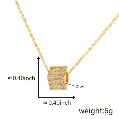 Cube 26 A-Z English Letter Pendant Necklaces