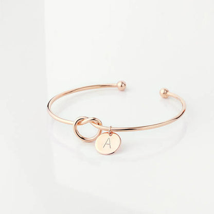 Personalized Initial Heart Knot Bracelet