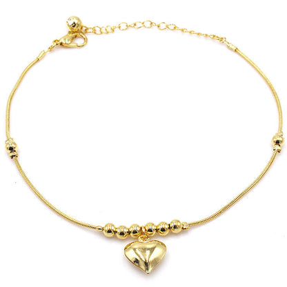 Gothic Gold Colour Heart Pendant Anklet