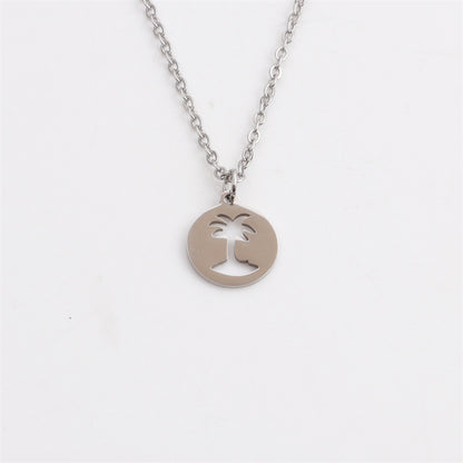 Hollow Coconut Tree Pendant Necklace