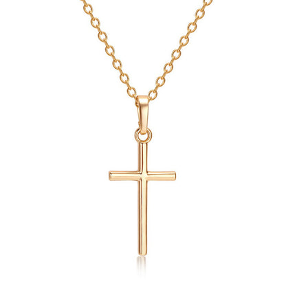 Simple Zircon Retro Cross Pendant Necklace