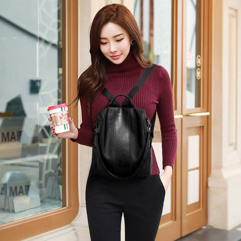 Large Capacity Leather Backpack