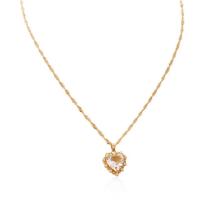 Heart-Shaped Rhinestone Collarbone Necklace