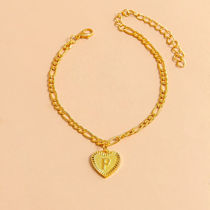 Gold Initial Letter Anklet for Women