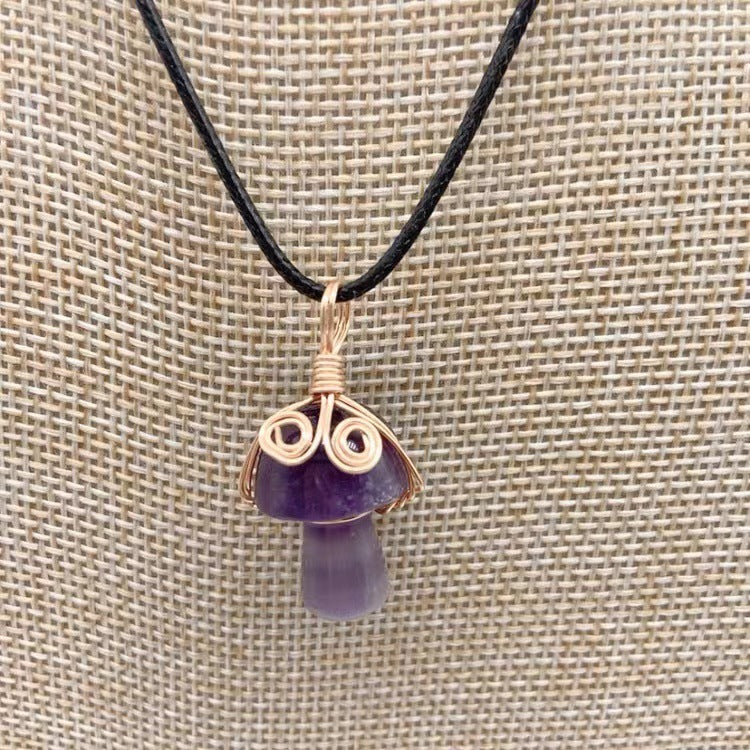 Winding Small Mushroom Natural Stone Necklaces