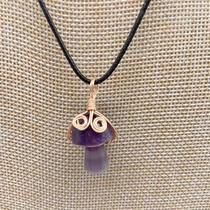 Winding Small Mushroom Natural Stone Necklaces