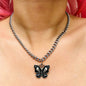 Gothic Black Butterfly Pendant Necklace