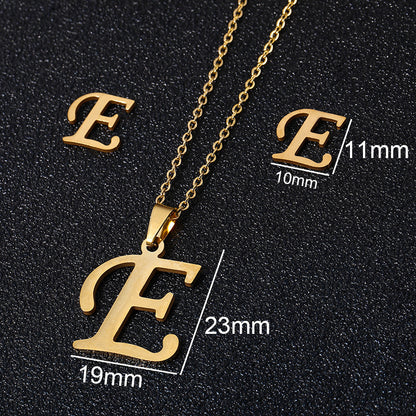 Stainless Steel Alphabet Necklace, 26 Initial Letters A–Z
