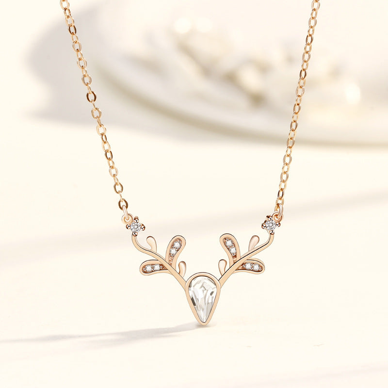 Reindeer Pendant Necklace, Gold, Silver