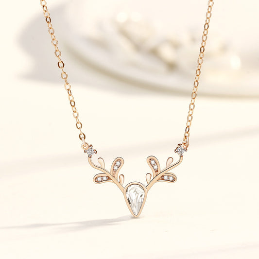 Reindeer Pendant Necklace, Gold, Silver