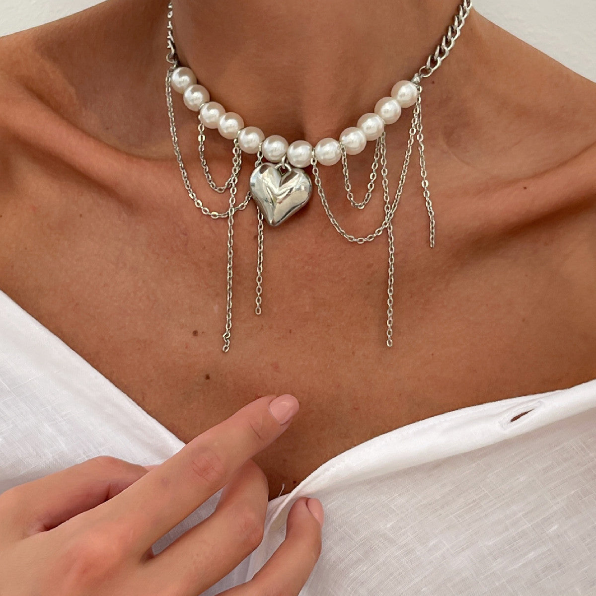 Metal Star Moon Tassel Necklace