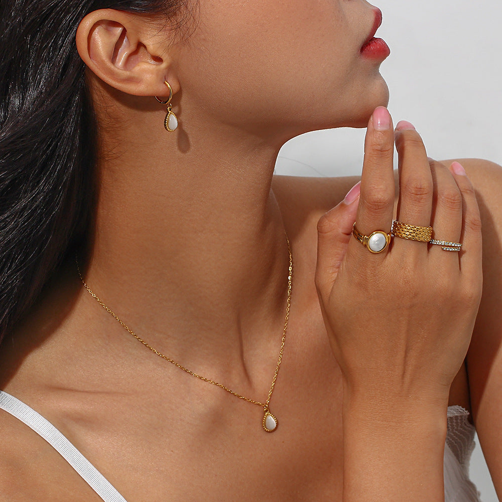 Minimalistic Water Drops Opal Earrings & Necklace