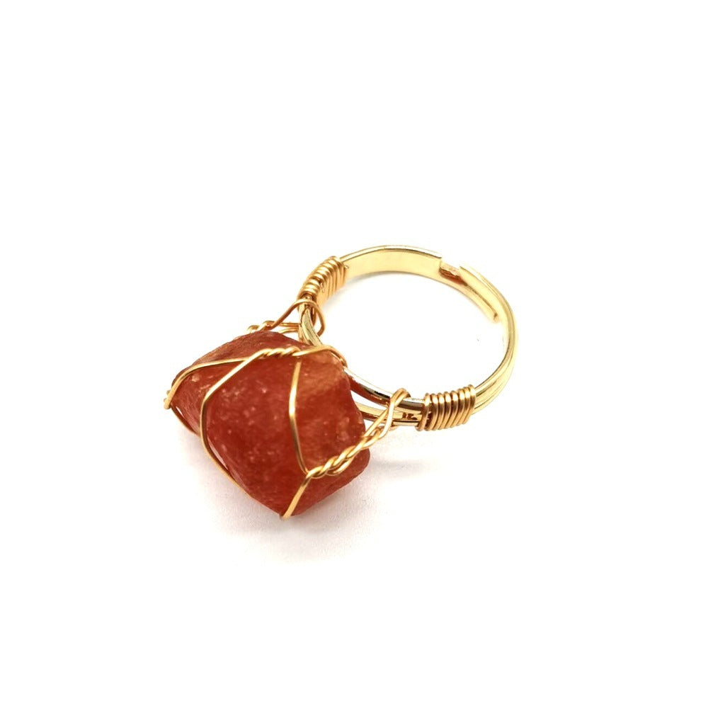 Adjustable Rough Stone Agate Ring