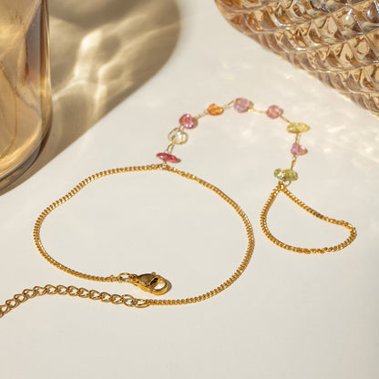 Gold-Plated Stainless Steel Broken Stone Chain Bracelet Ring
