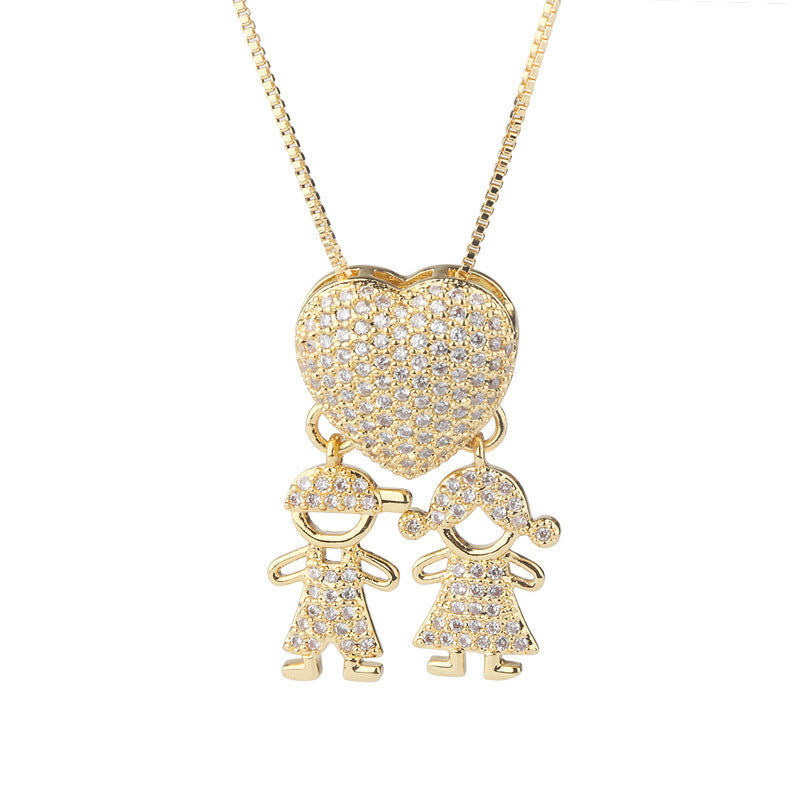 Son Daughter Heart Pendant Necklace