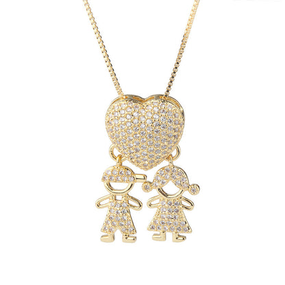 Son Daughter Heart Pendant Necklace