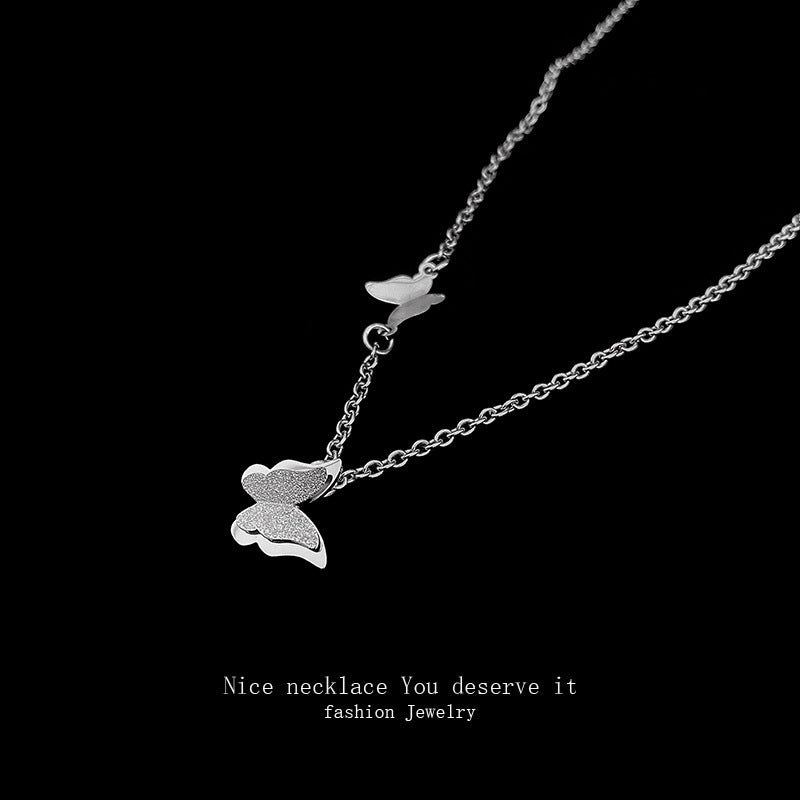 Roman Letter & Butterfly Clavicle Necklace