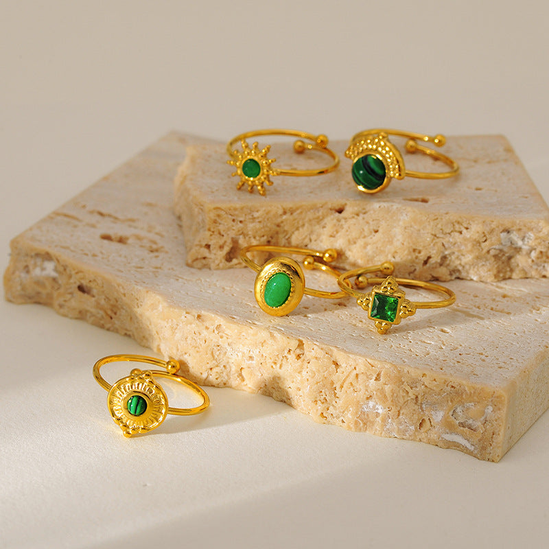 Natural Stone Turquoise Ring – Adjustable