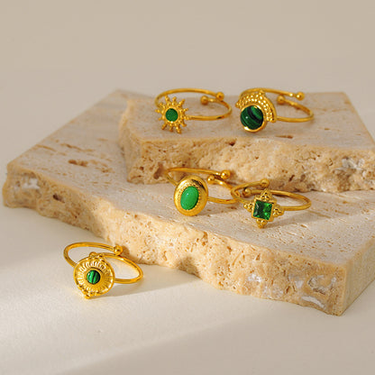 Natural Stone Turquoise Ring – Adjustable