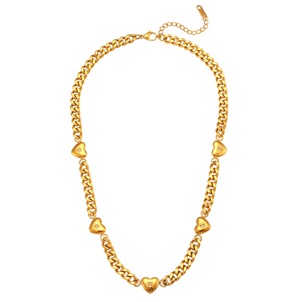 Retro Heart Cuban Link Necklace or Bracelet for Women