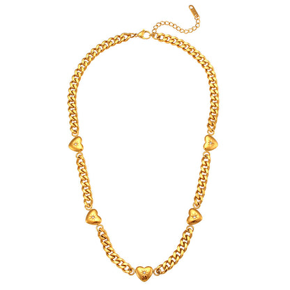 Retro Heart Cuban Link Necklace or Bracelet for Women
