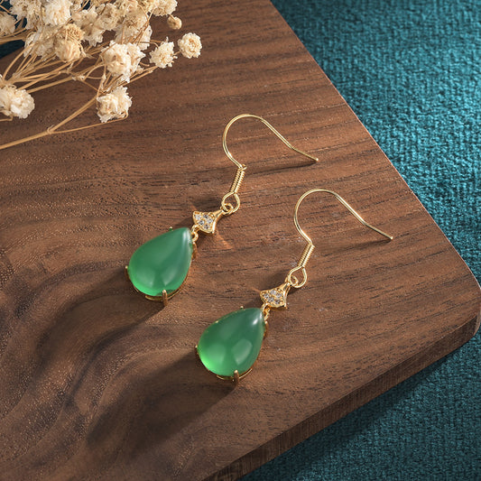 Natural Chalcedony Tassel Earrings