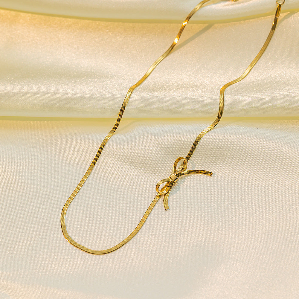 Minimalist Bowknot Necklace, Gold & Silver