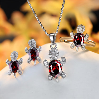Oval Zircon Turtle Pendant Necklace