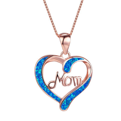 Heart Shaped MOM Letter Pendant Necklace