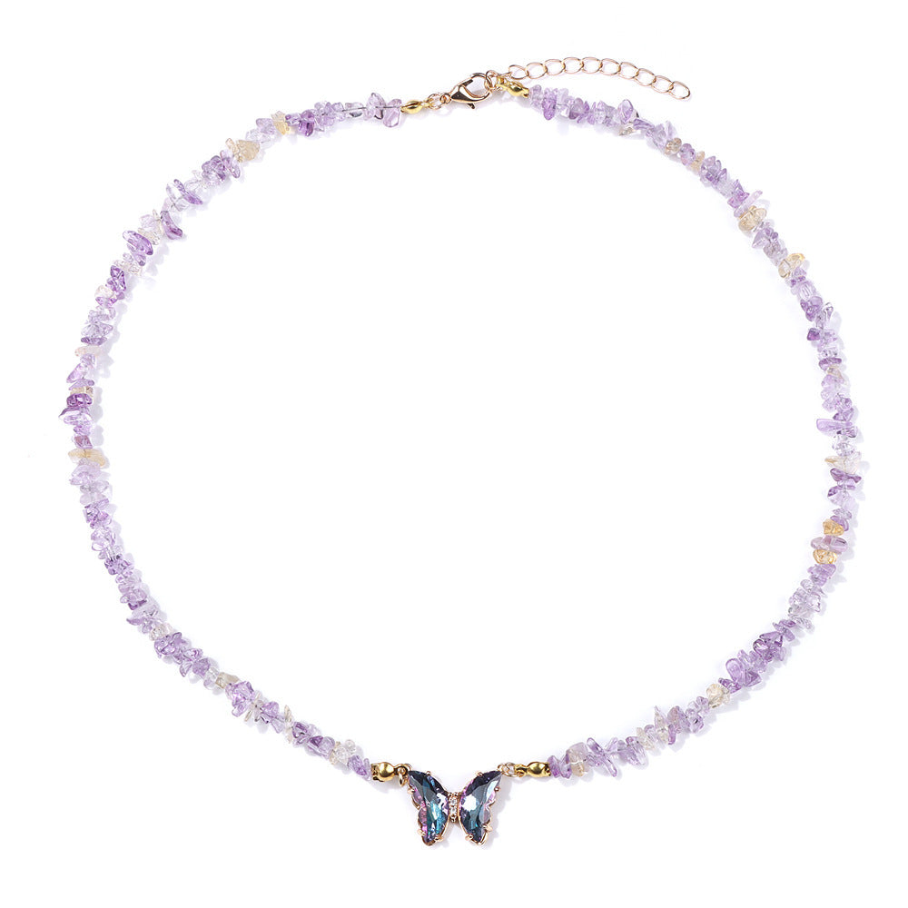 Simple and Versatile Butterfly Natural Stone Necklaces