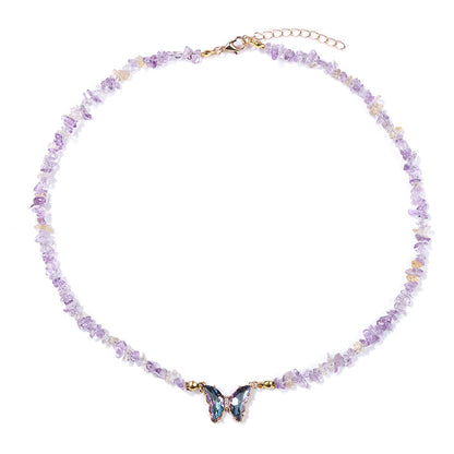 Simple and Versatile Butterfly Natural Stone Necklaces