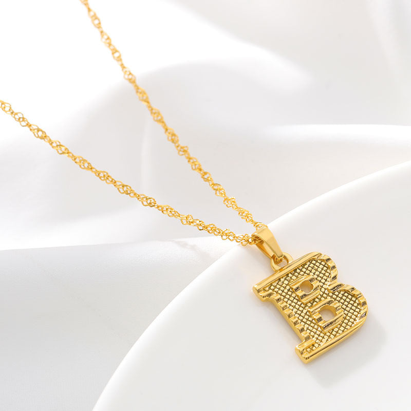 Gold Initial Letter Necklace – 18K Gold Plated A–Z Alphabet