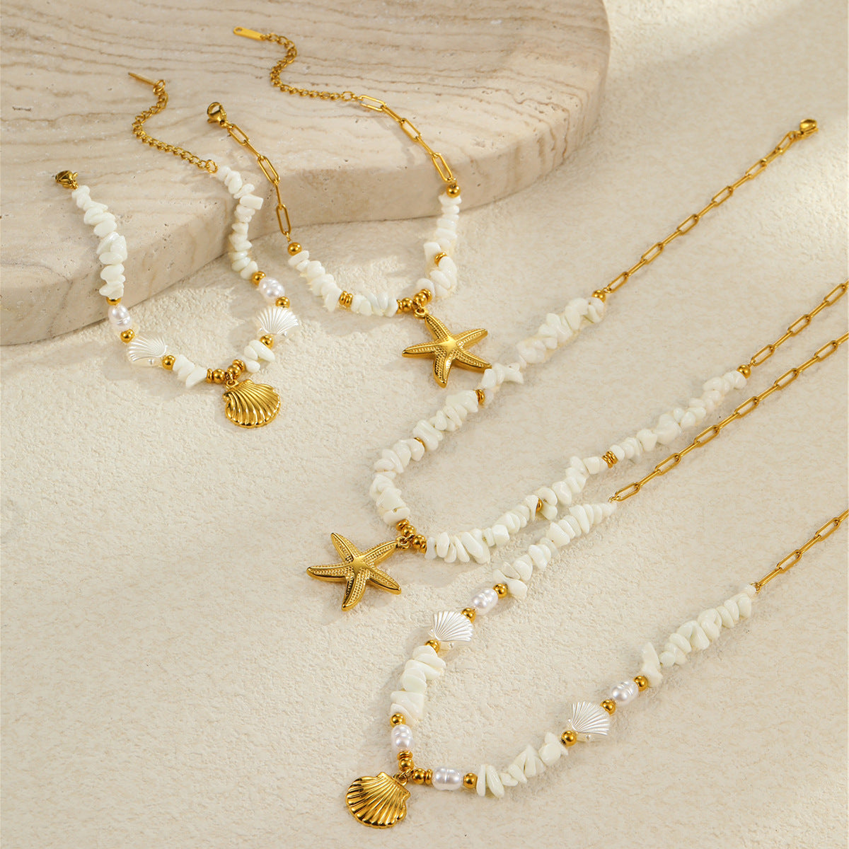 Beach Ocean Style Shell Necklace & Bracelet
