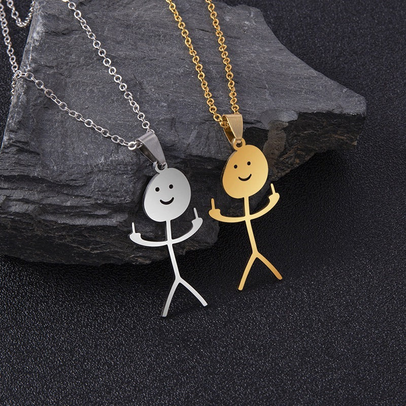 Smiley Stick Figure & Middle Finger Chain